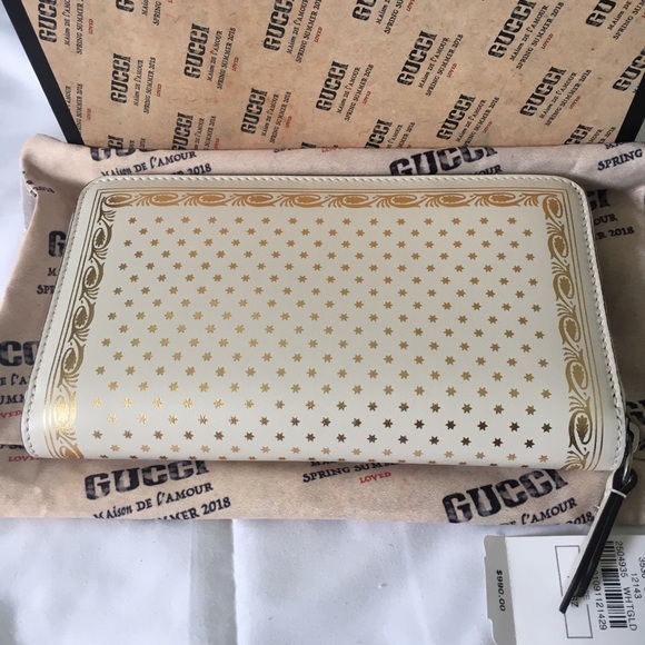 GUCCI Guccy Sega Moon & Stars Leather Zip Wallet - Picture 3 of 8